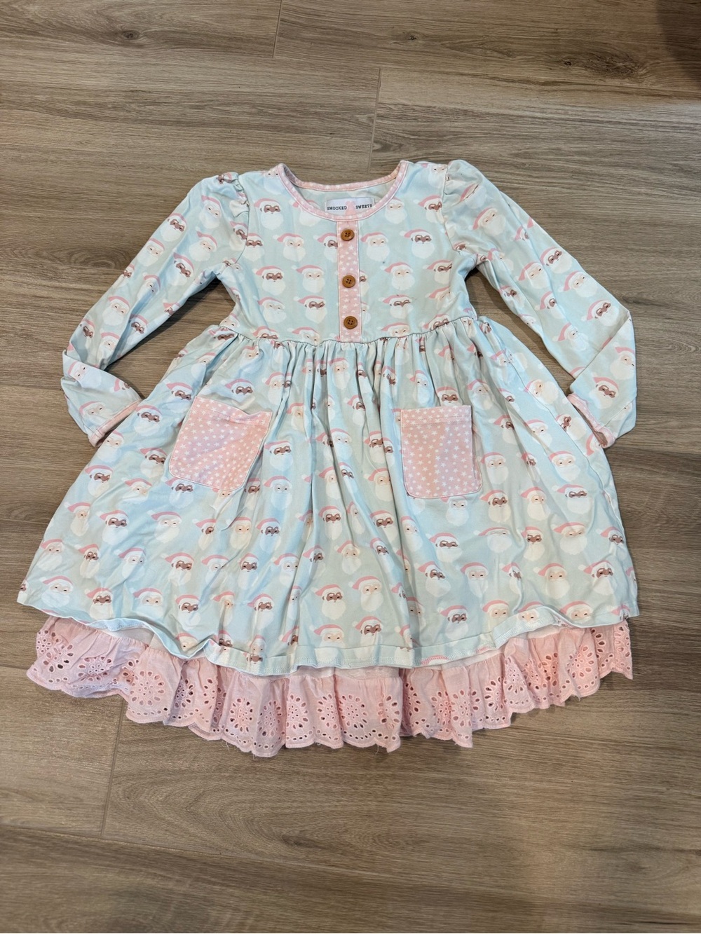 Size 8 smocked sweets Santa dress